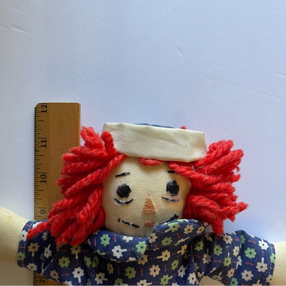 Handmade Raggedy Ann and Andy doll set embroidered face cloth vintage decor prop - Picture 9 of 12